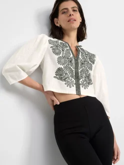 Blusar & Skjortor>Lindex Blus Med Brodyr Light White