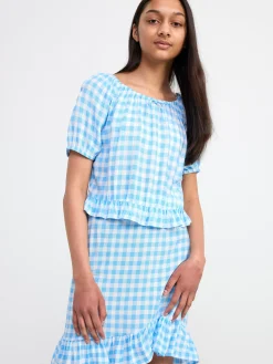 Toppar & T-Shirts>Lindex Blus Med Puffarm Light Dusty Blue