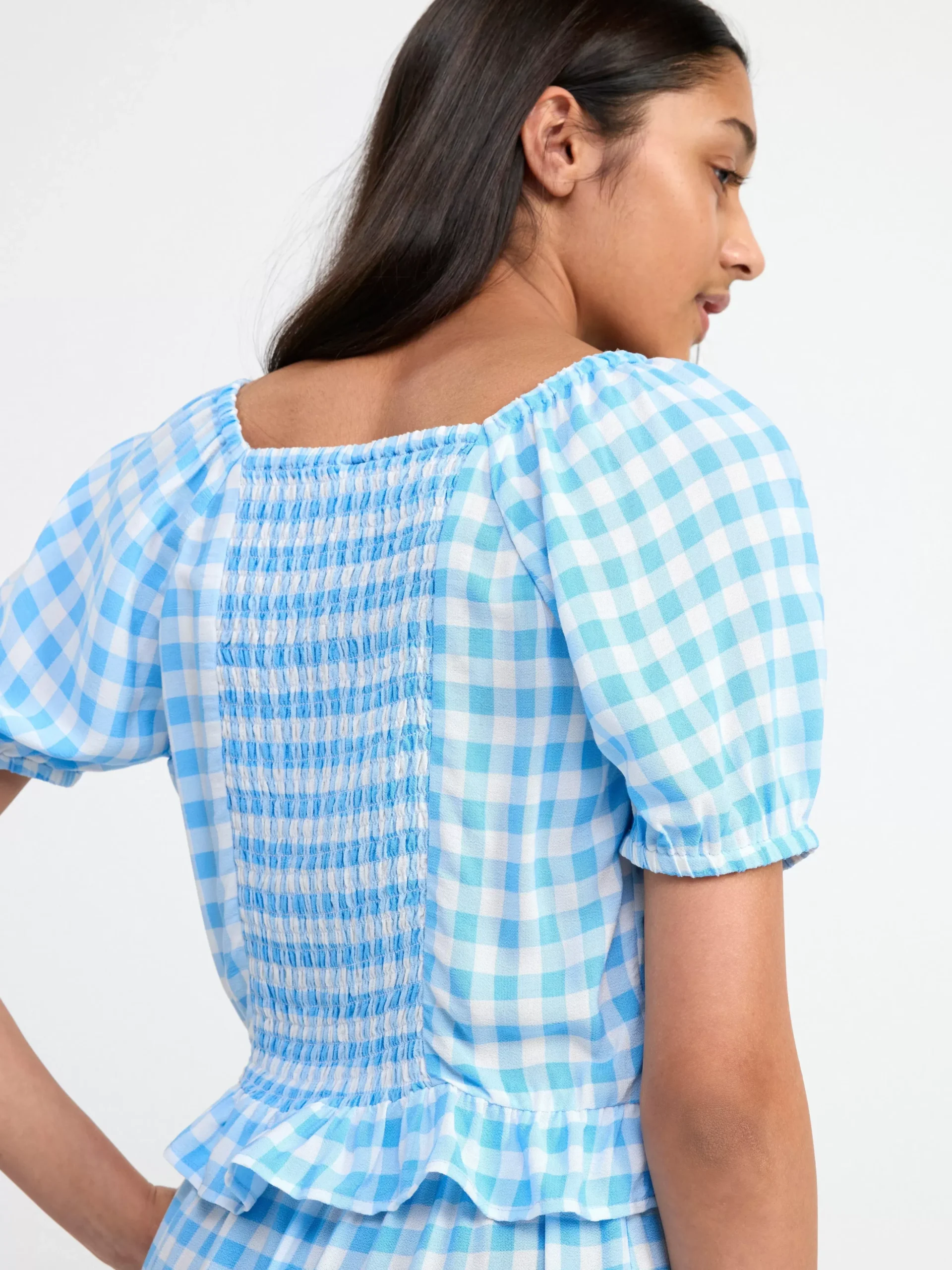 Toppar & T-Shirts>Lindex Blus Med Puffarm Light Dusty Blue