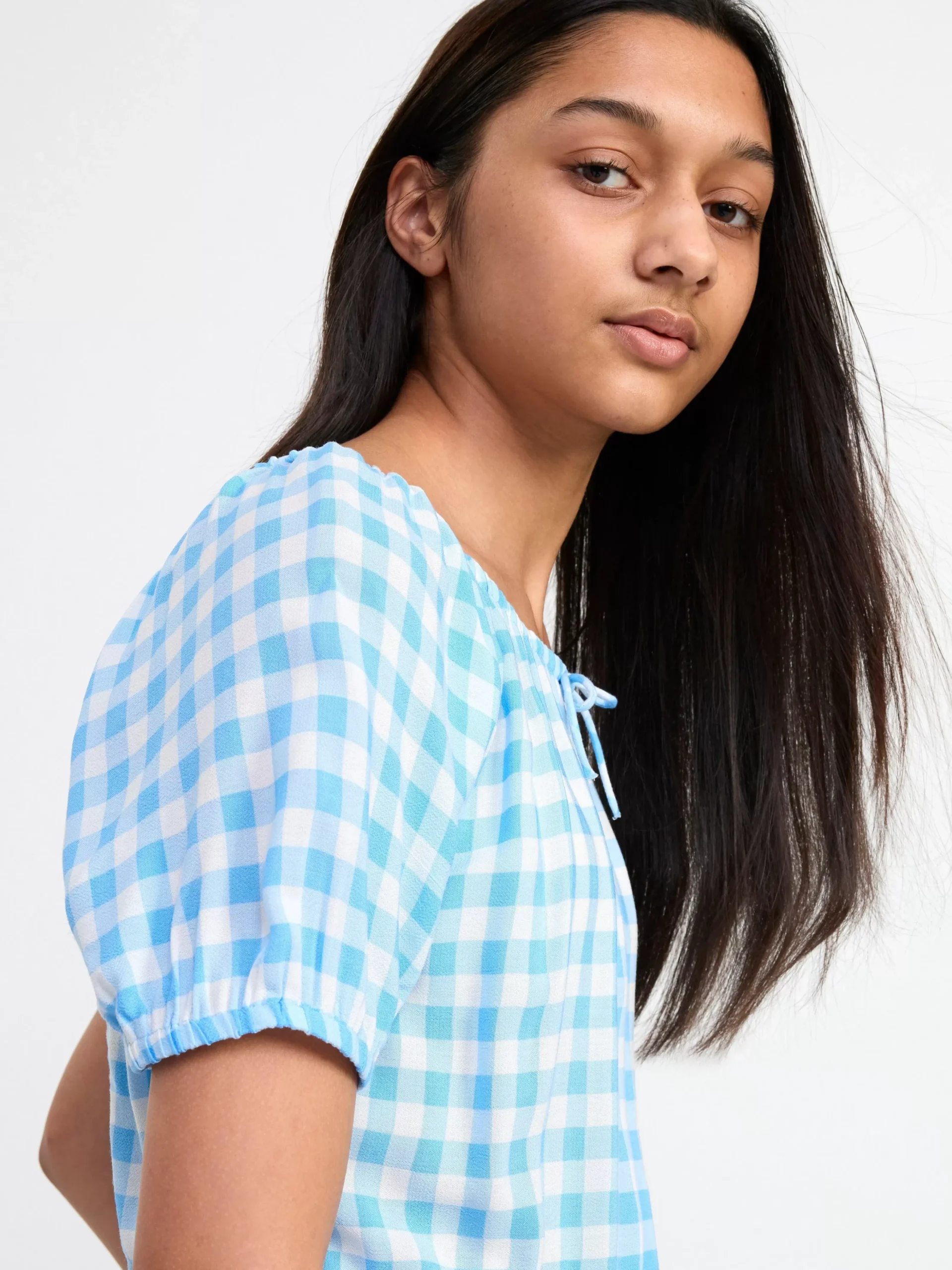 Toppar & T-Shirts>Lindex Blus Med Puffarm Light Dusty Blue
