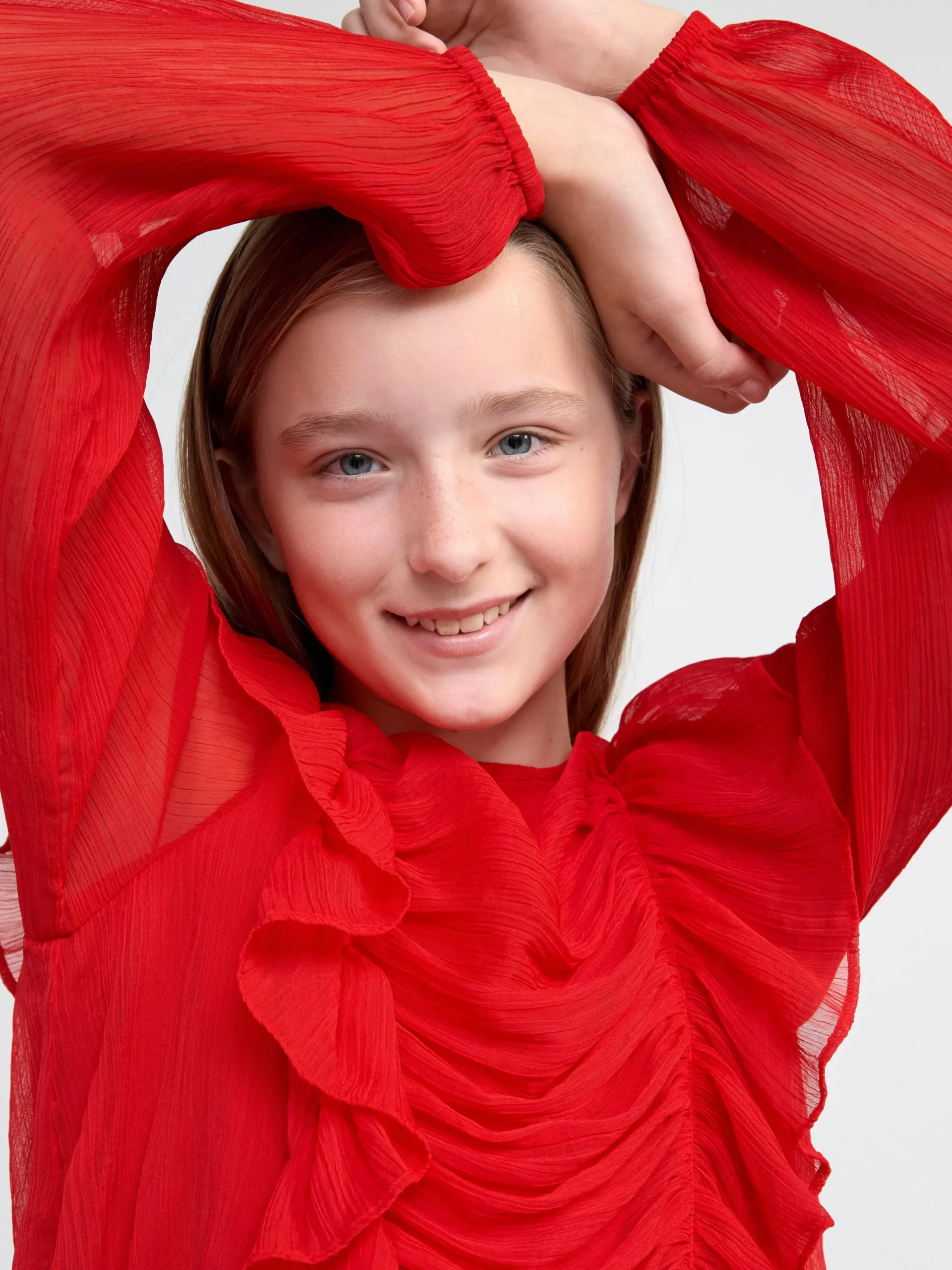 Toppar & T-Shirts>Lindex Blus Med Volanger Red