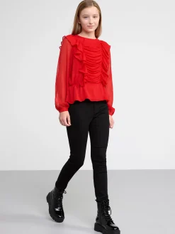 Toppar & T-Shirts>Lindex Blus Med Volanger Red