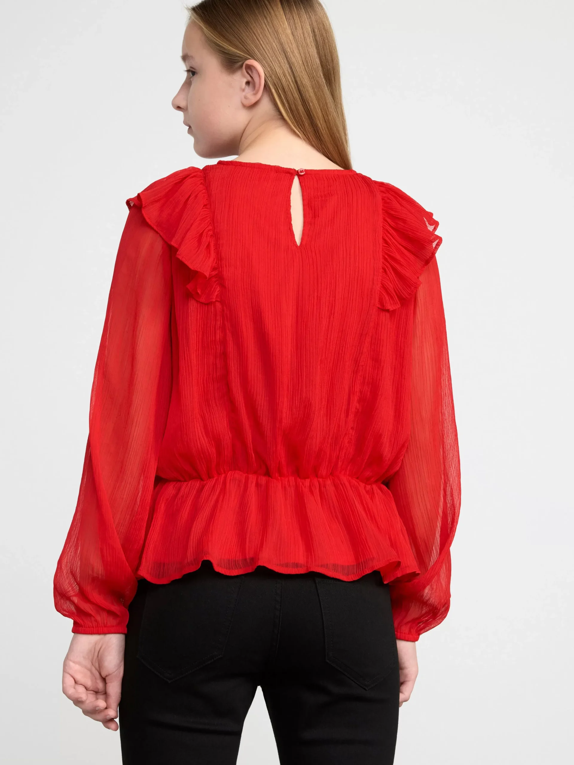 Toppar & T-Shirts>Lindex Blus Med Volanger Red