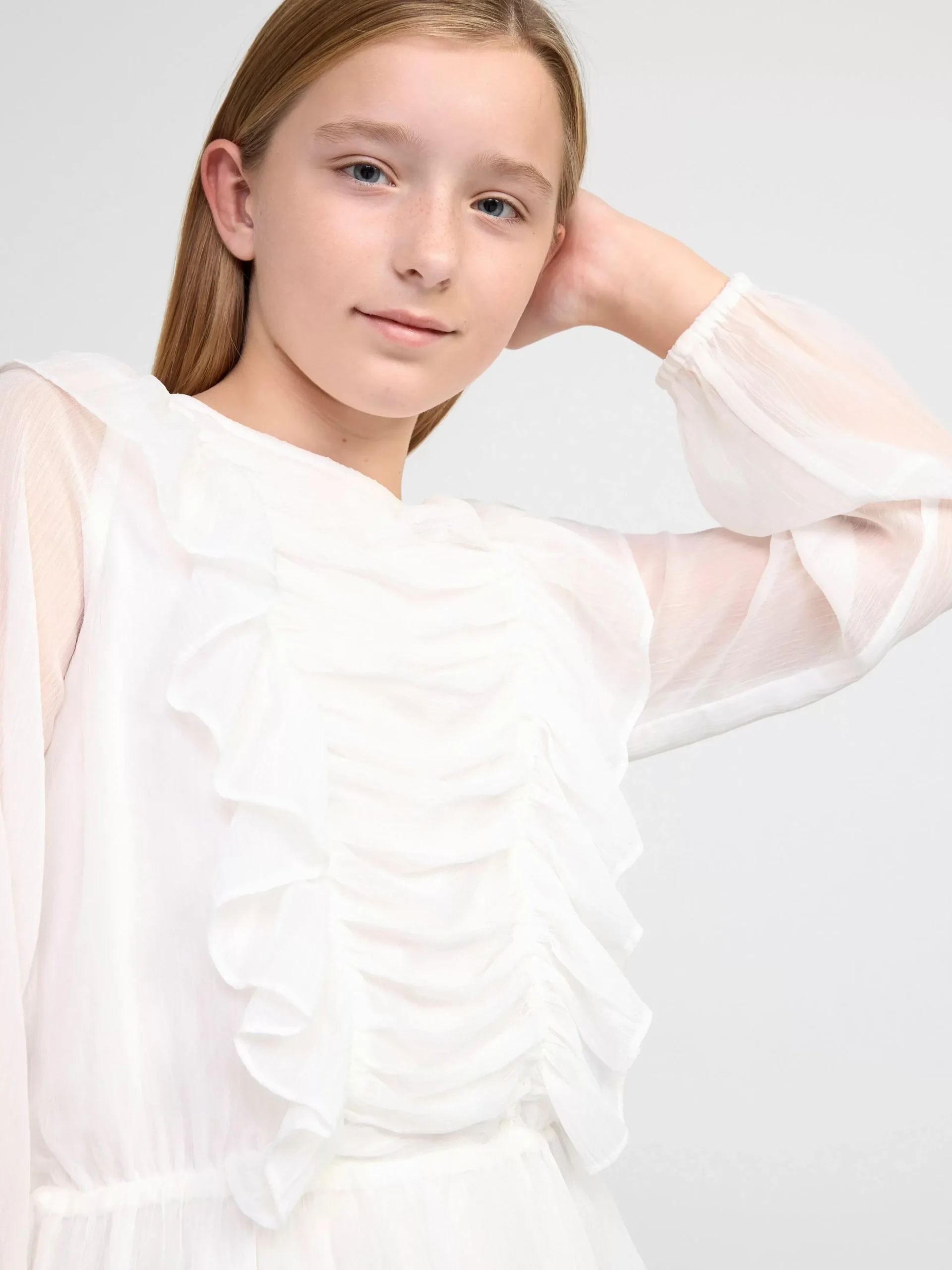 Toppar & T-Shirts>Lindex Blus Med Volanger Off White