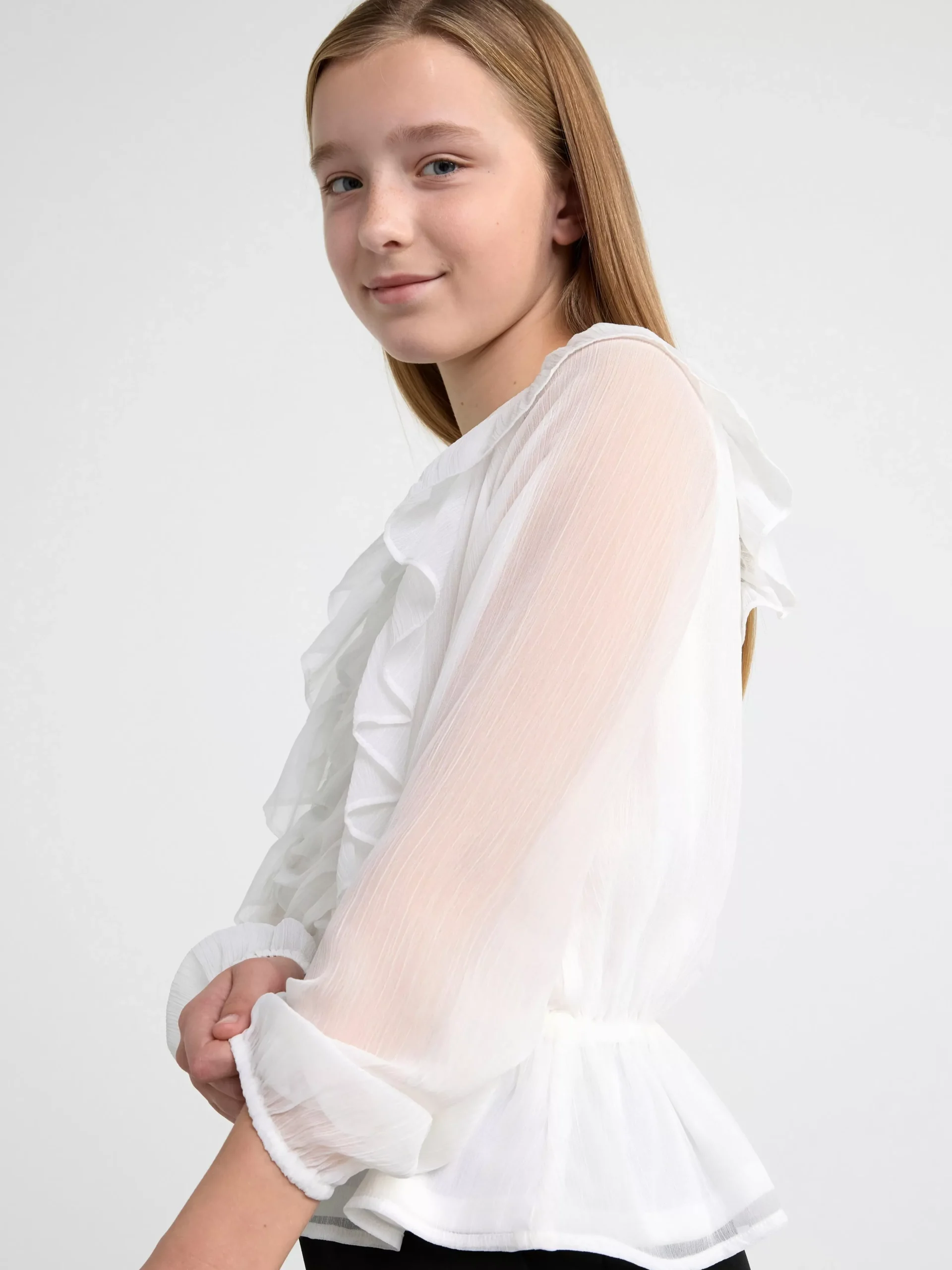 Toppar & T-Shirts>Lindex Blus Med Volanger Off White
