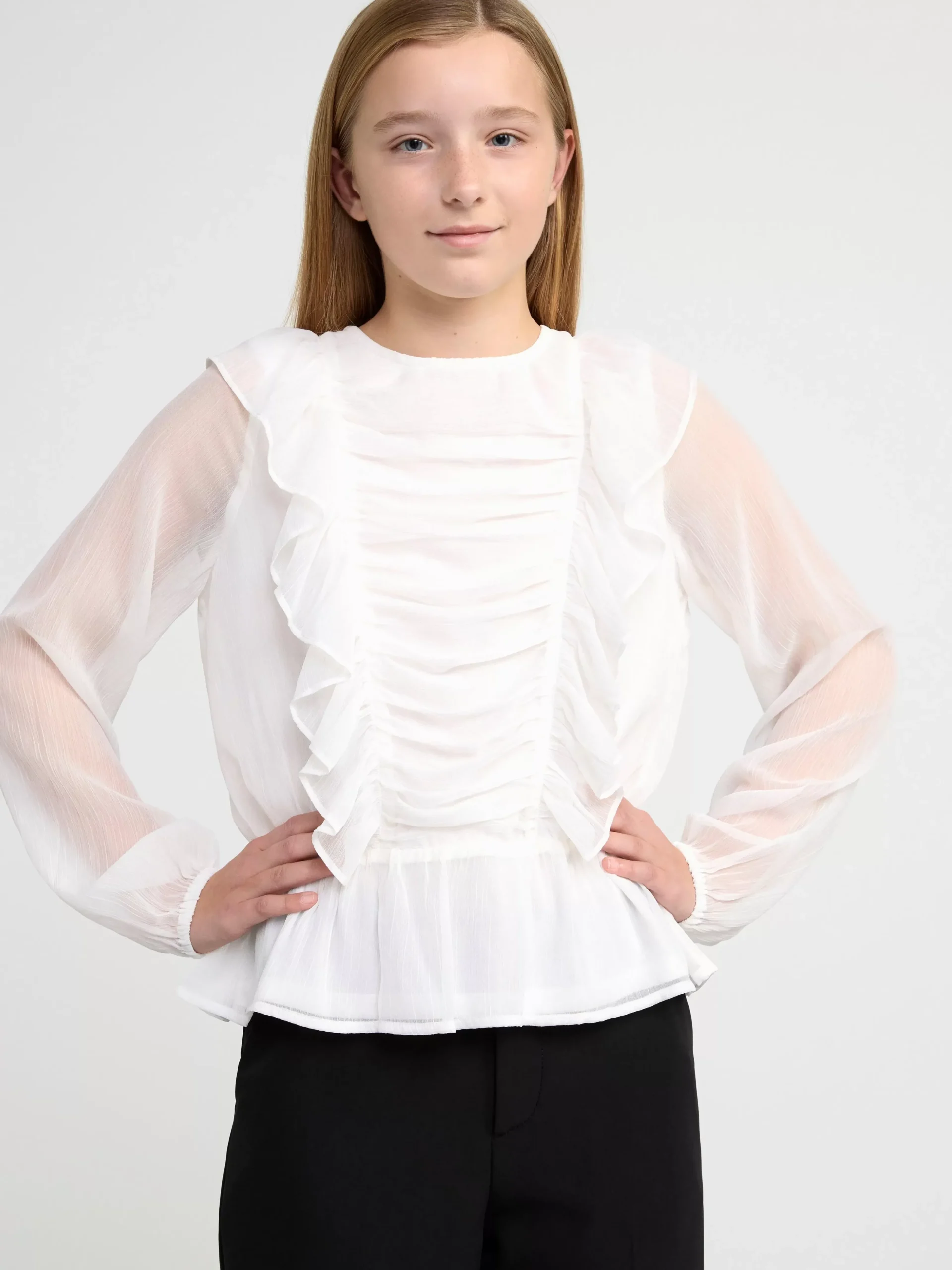 Toppar & T-Shirts>Lindex Blus Med Volanger Off White