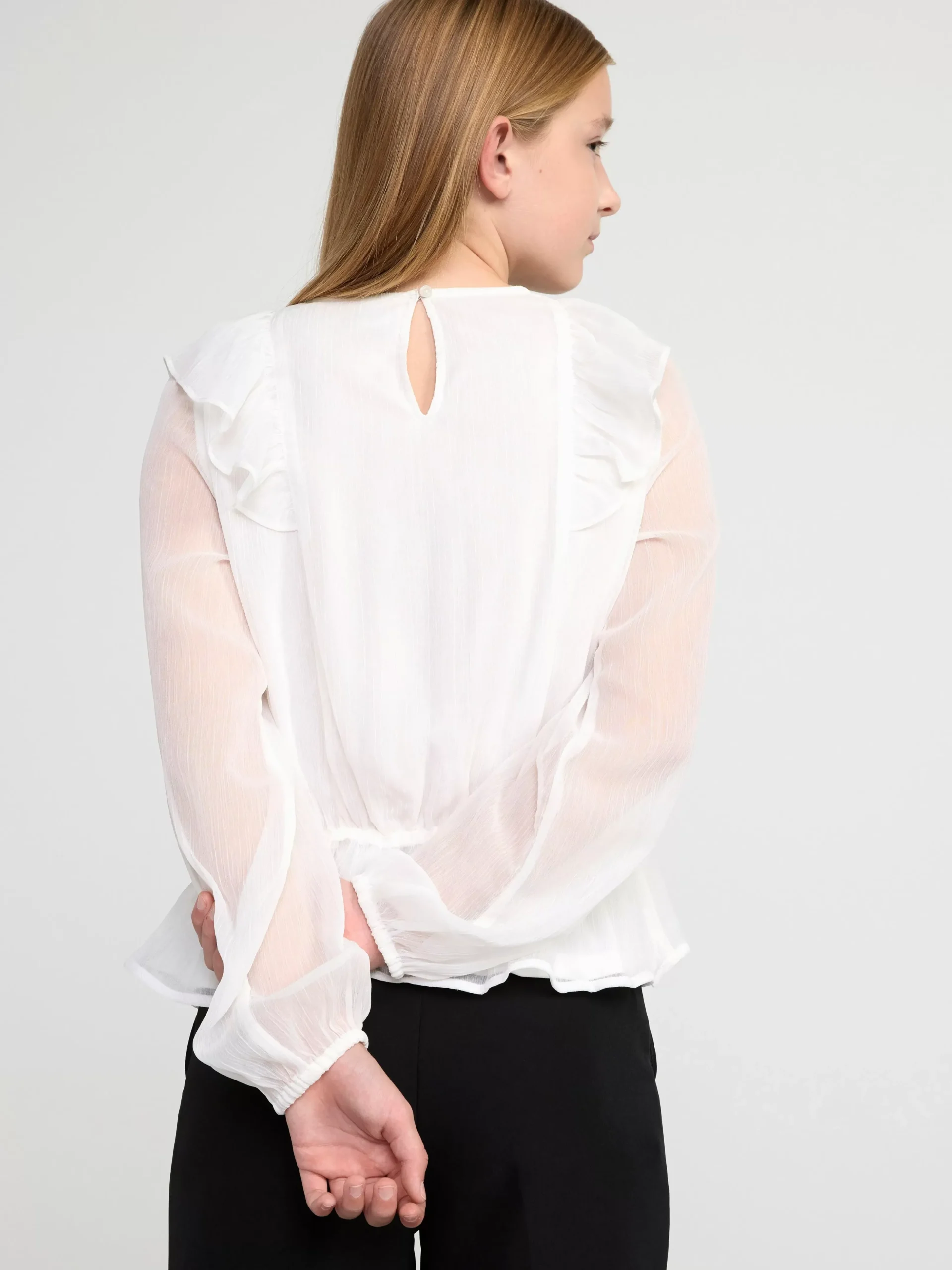 Toppar & T-Shirts>Lindex Blus Med Volanger Off White