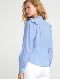 Blusar & Skjortor>Lindex Blus Med Volangkrage Blue
