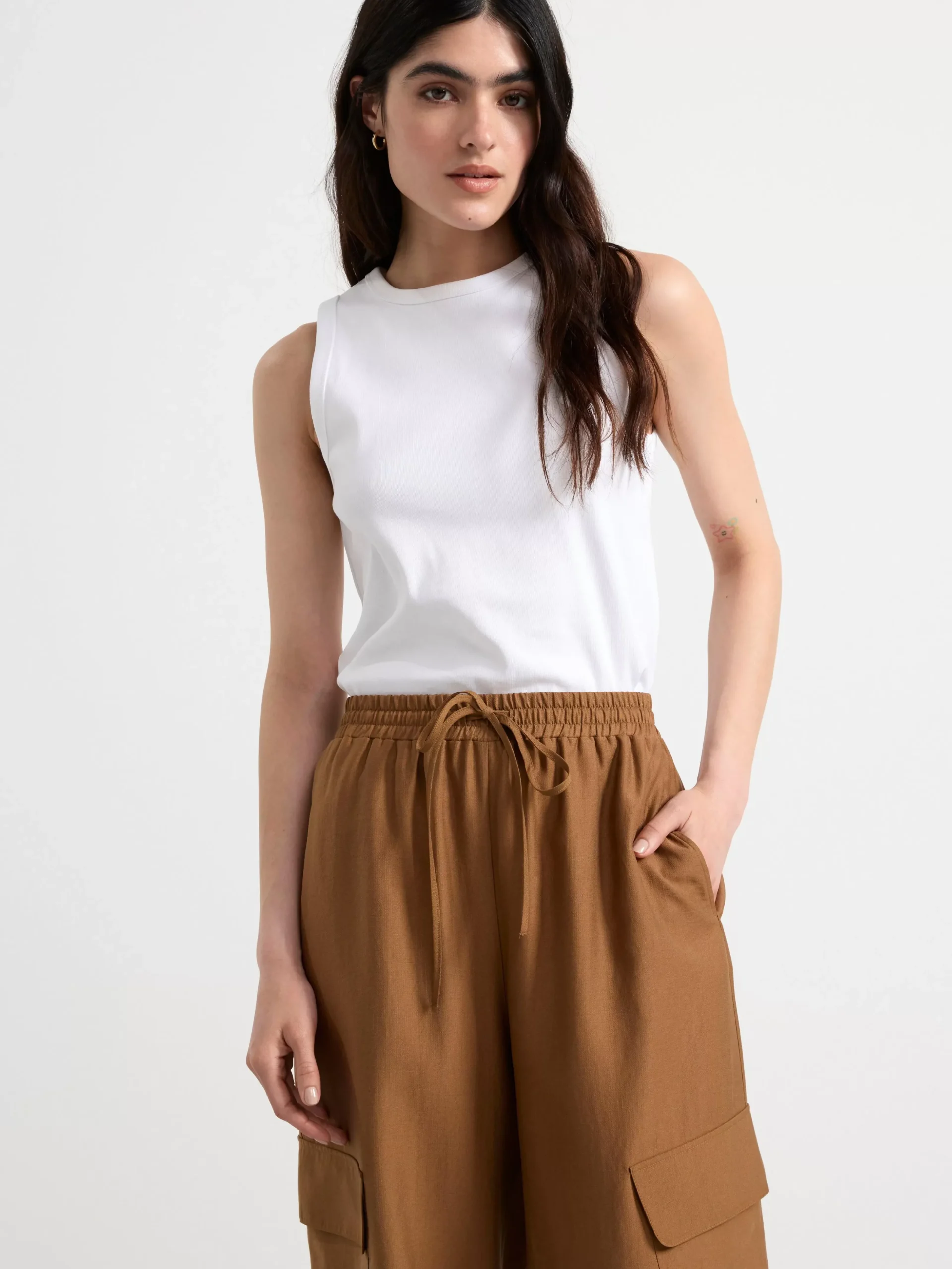Toppar & T-Shirts>Lindex Bomullslinne White