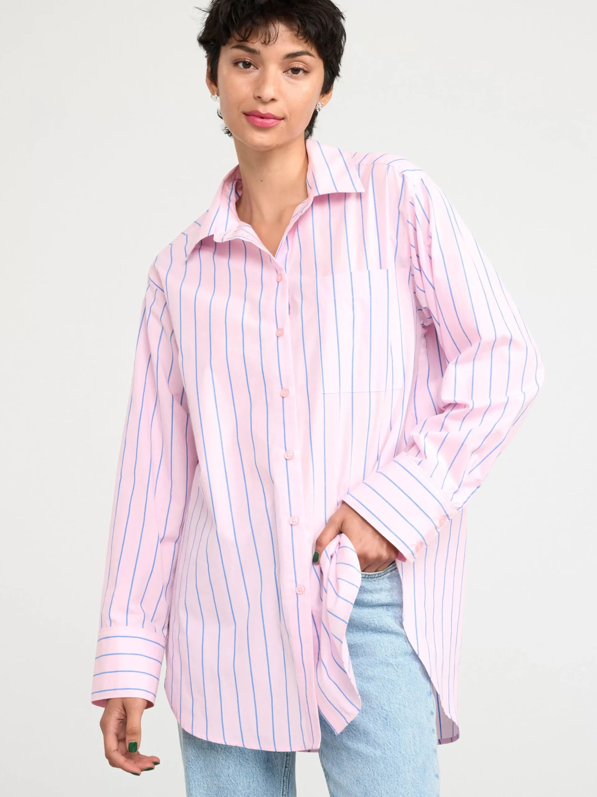 Blusar & Skjortor>Lindex Bomullsskjorta I Oversize-Modell Pink