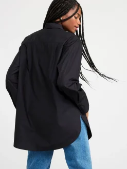 Blusar & Skjortor>Lindex Bomullsskjorta I Oversize-Modell Black