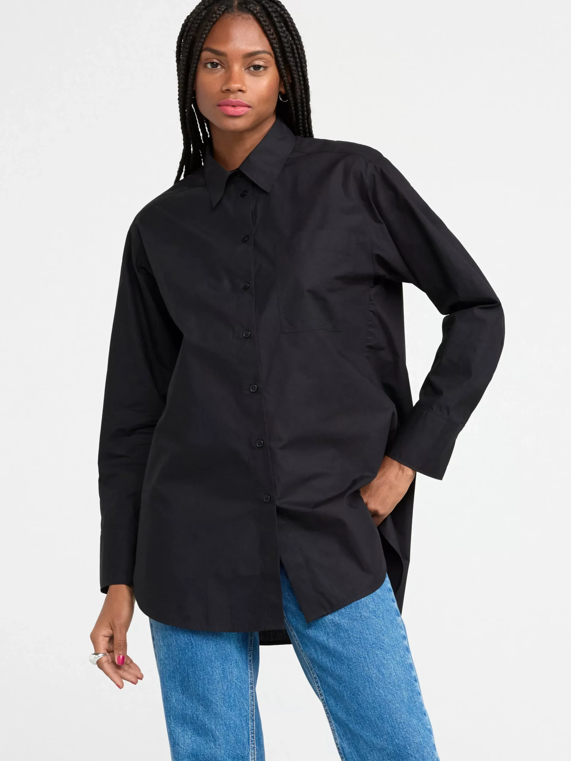 Blusar & Skjortor>Lindex Bomullsskjorta I Oversize-Modell Black
