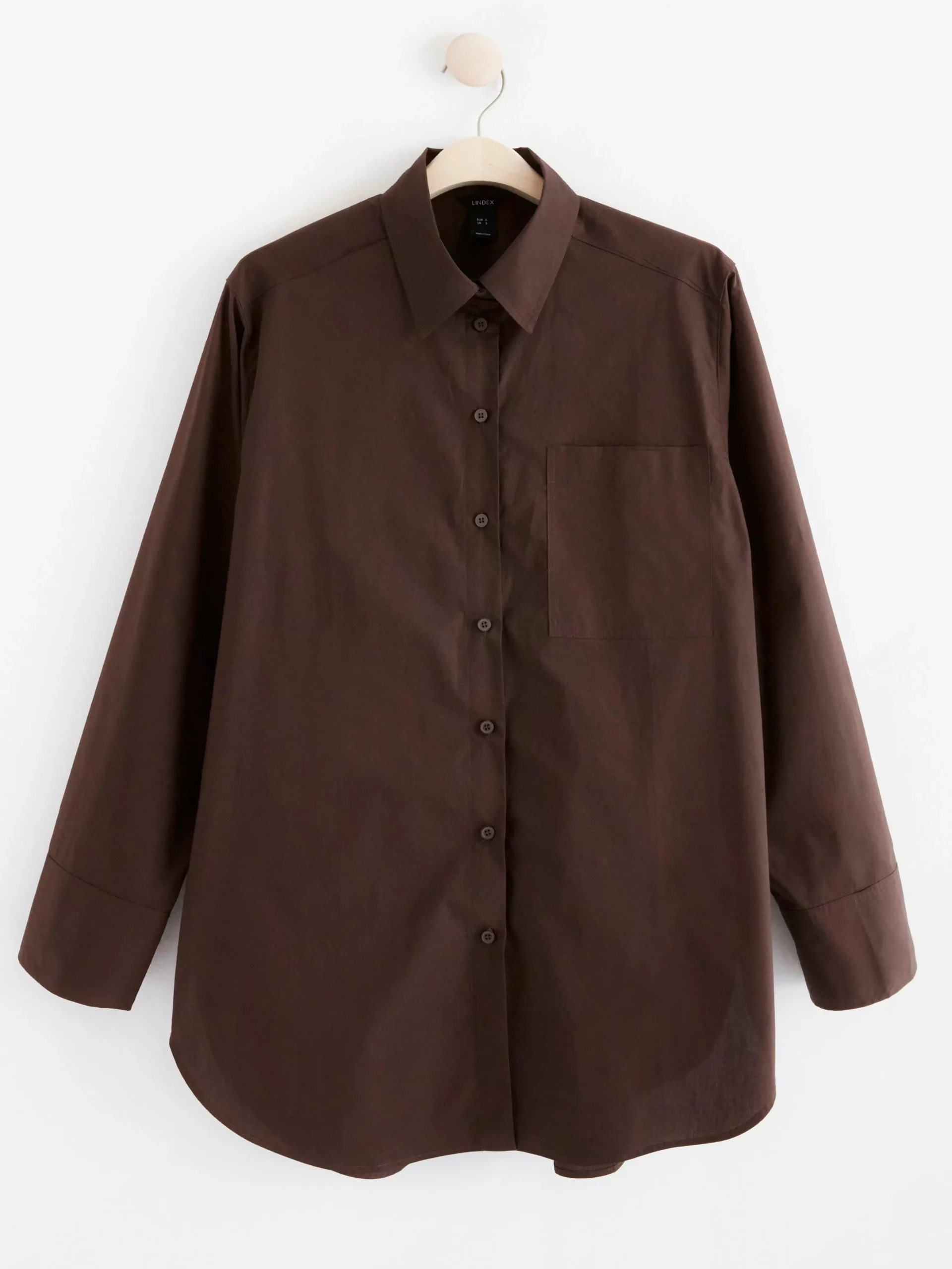 Blusar & Skjortor>Lindex Bomullsskjorta I Oversize-Modell Dark Dusty Brown
