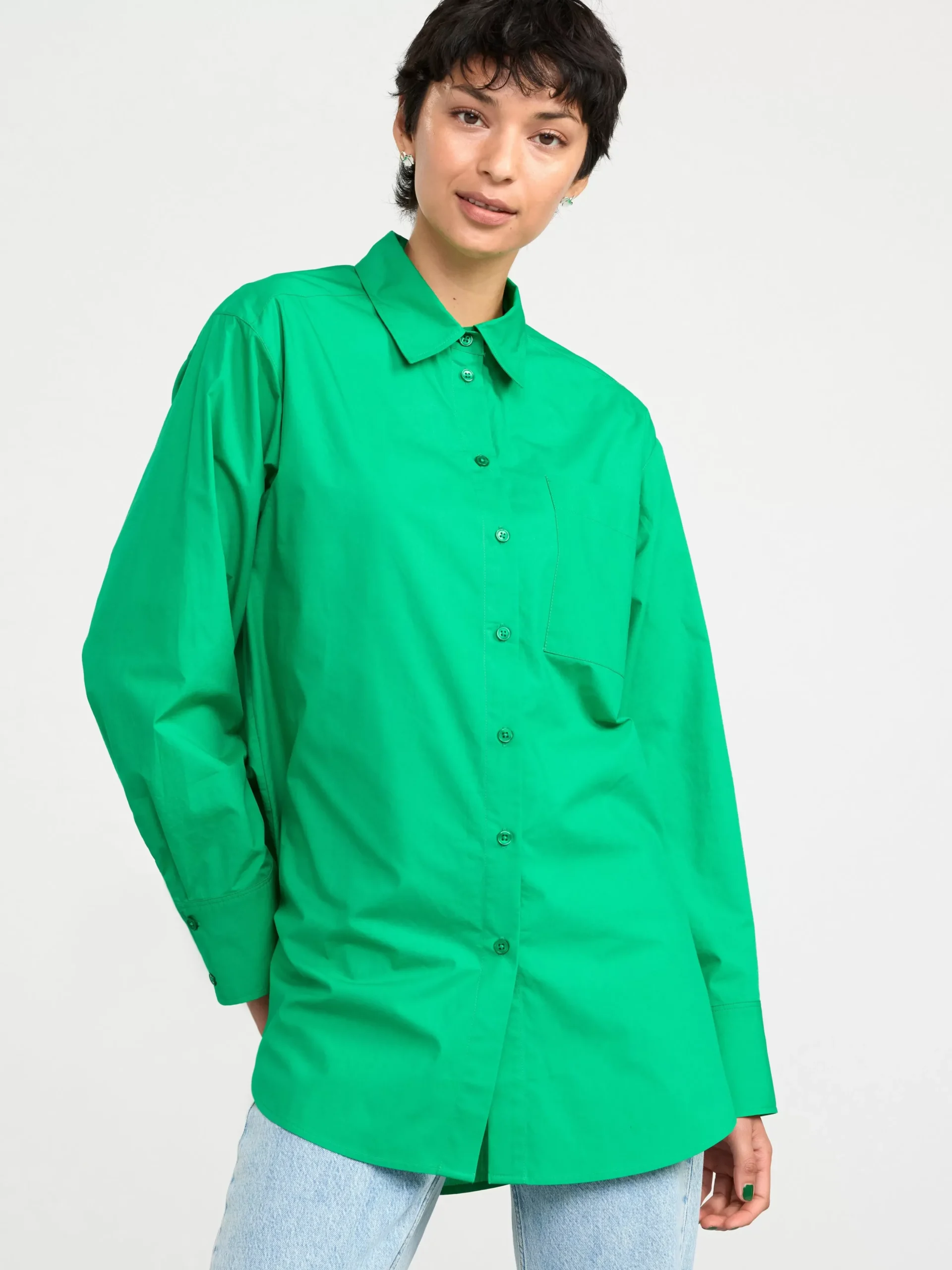 Blusar & Skjortor>Lindex Bomullsskjorta I Oversize-Modell Green