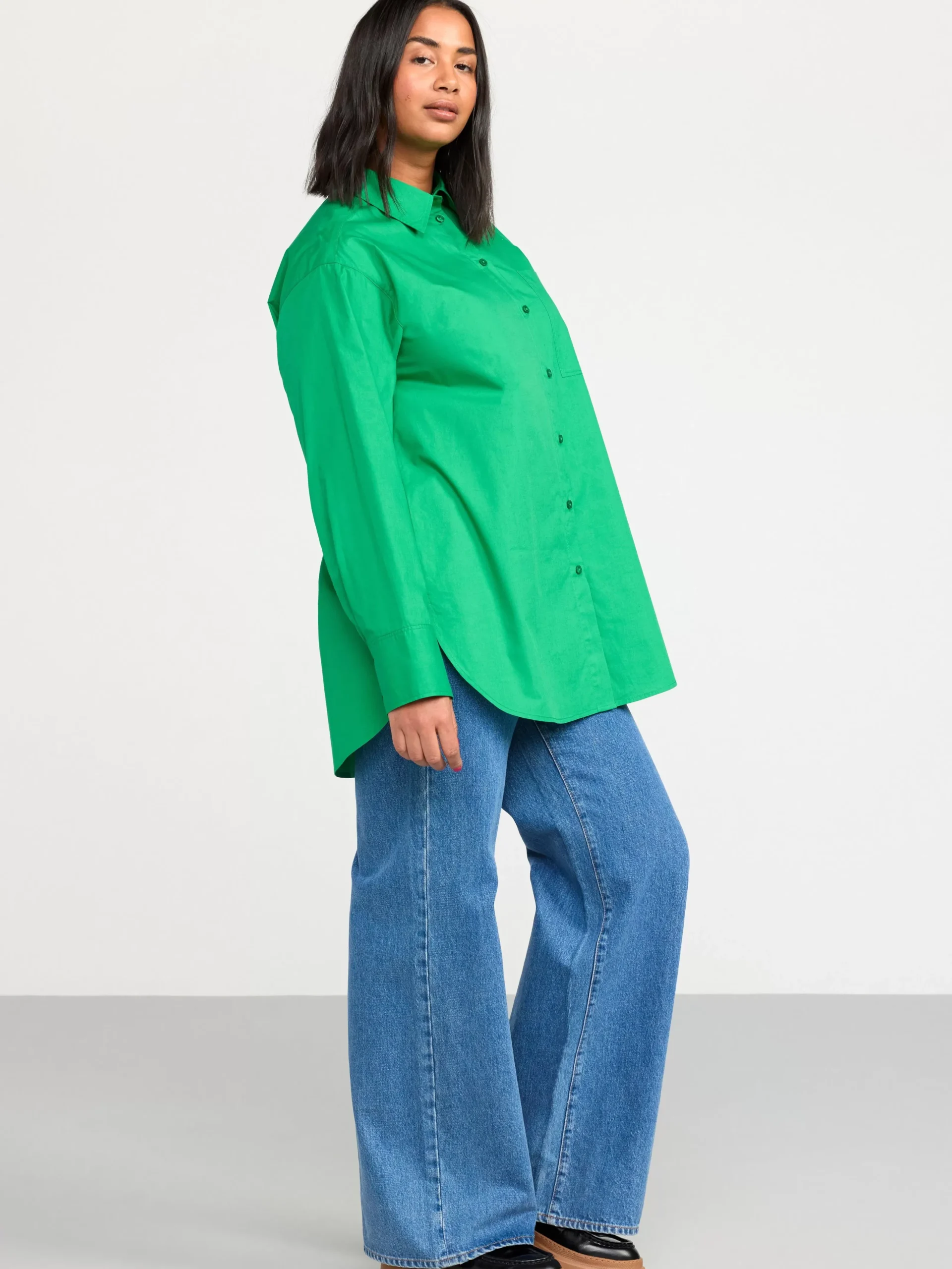Blusar & Skjortor>Lindex Bomullsskjorta I Oversize-Modell Green
