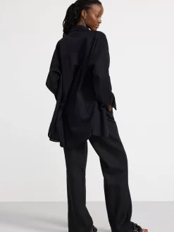 Blusar & Skjortor>Lindex Bomullsskjorta Med Lang Arm Black