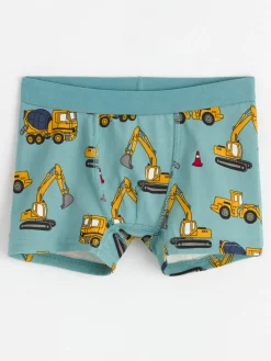 Underkläder>Lindex Boxershorts Med Byggfordon Dusty Turquoise