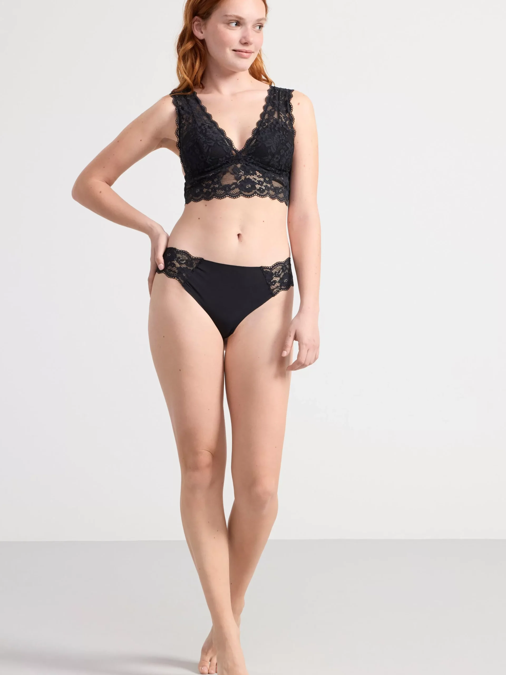 Bh>Lindex Bralette Med Spets Black