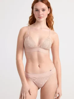 Bh>Lindex Bralette Med Spets Beige