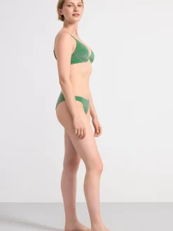 Badkläder>Lindex Brazilian Bikiniunderdel Med Normalhog Midja I Lurex Dark Green