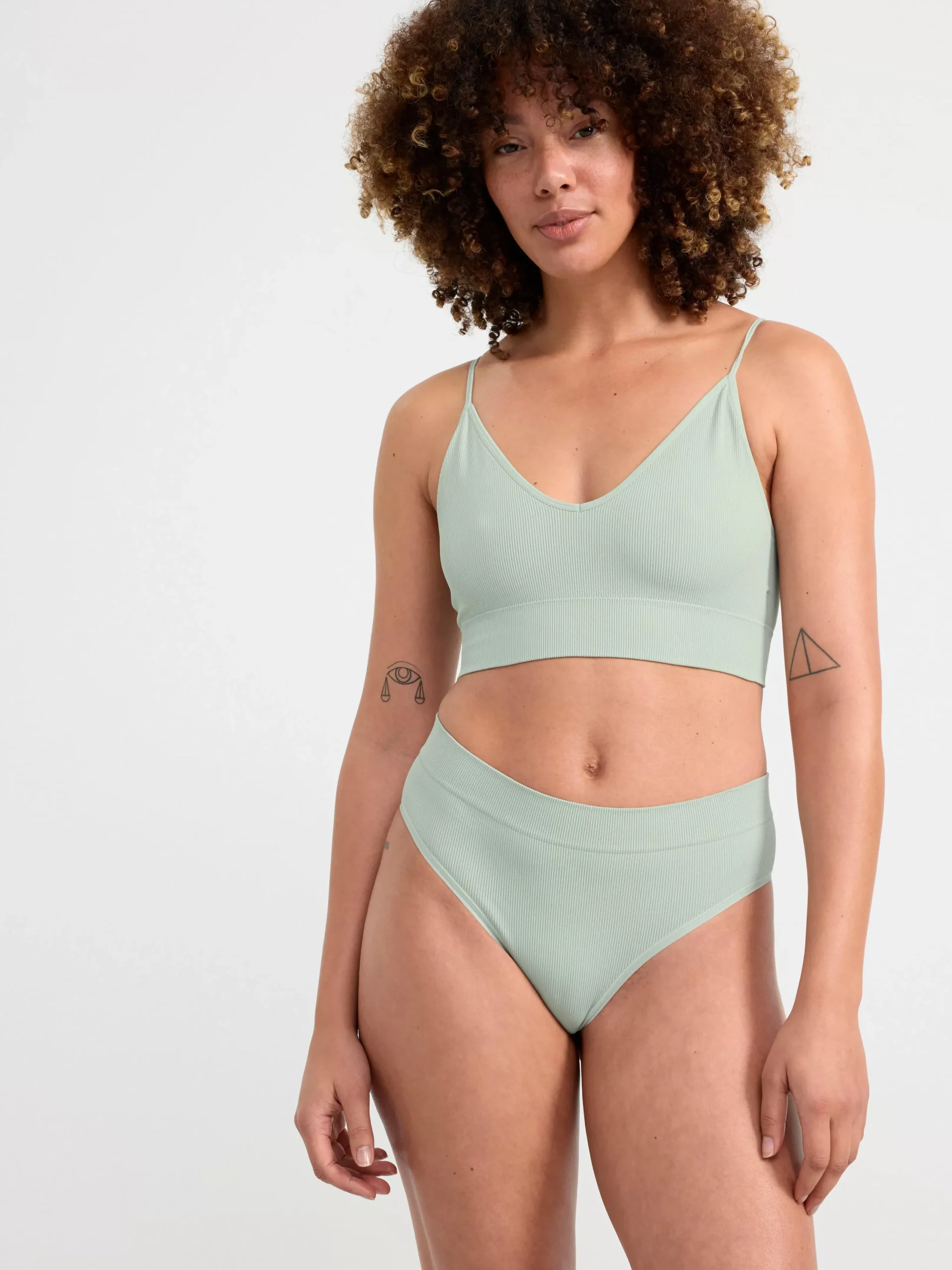 Trosor>Lindex Brazilian High Waist Seamless Trosa Light Dusty Green