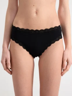 Trosor>Lindex Brazilian Regular-Trosa I Bomullsblandning Black