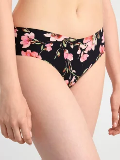 Trosor>Lindex Brazilian Trosa Med Normalhog Midja Och Blommor Black
