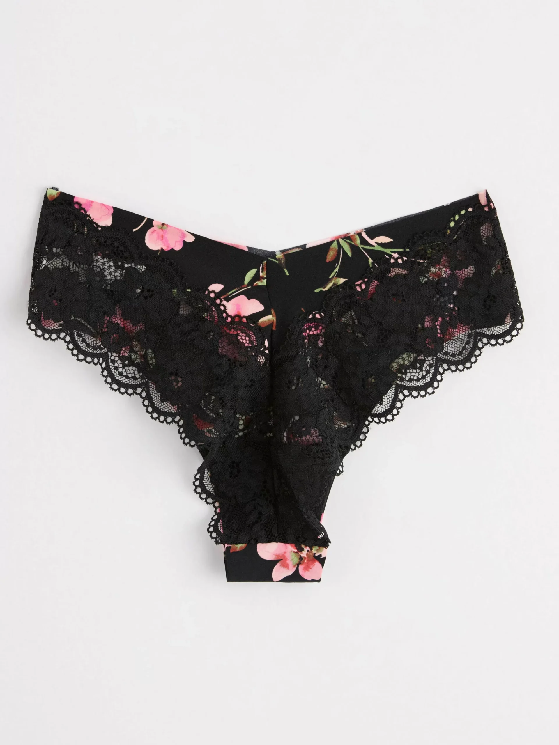 Trosor>Lindex Brazilian Trosa Med Normalhog Midja Och Blommor Black