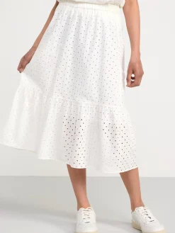 Kjolar>Lindex Broderad Bomullskjol Off White