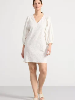 Blusar & Skjortor>Lindex Broderad Tunika Med Puffarm Light White