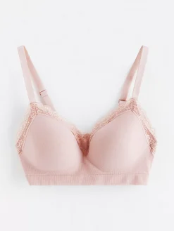 Bh>Lindex Bygellos Protes Bh Med Spets Dusty Pink