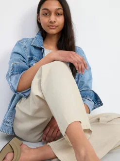Byxor & Leggings>Lindex Byxa I Linneblandning Light Beige