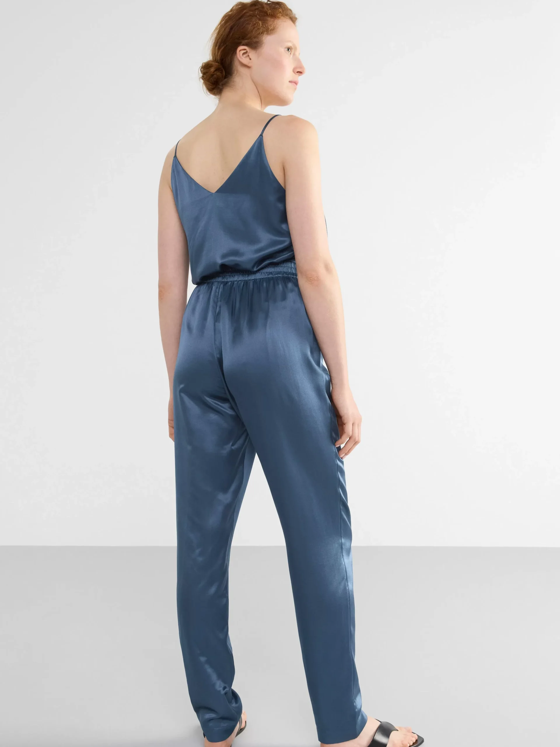 Byxor>Lindex Byxa I Sidenblandning Dusty Blue