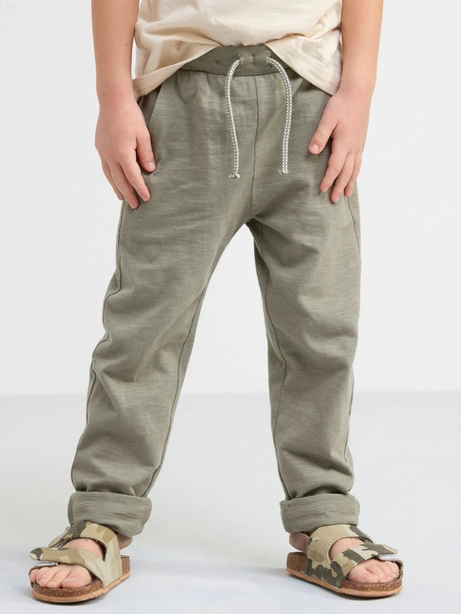 Byxor & Leggings>Lindex Byxa I Slubtrika Light Dusty Khaki