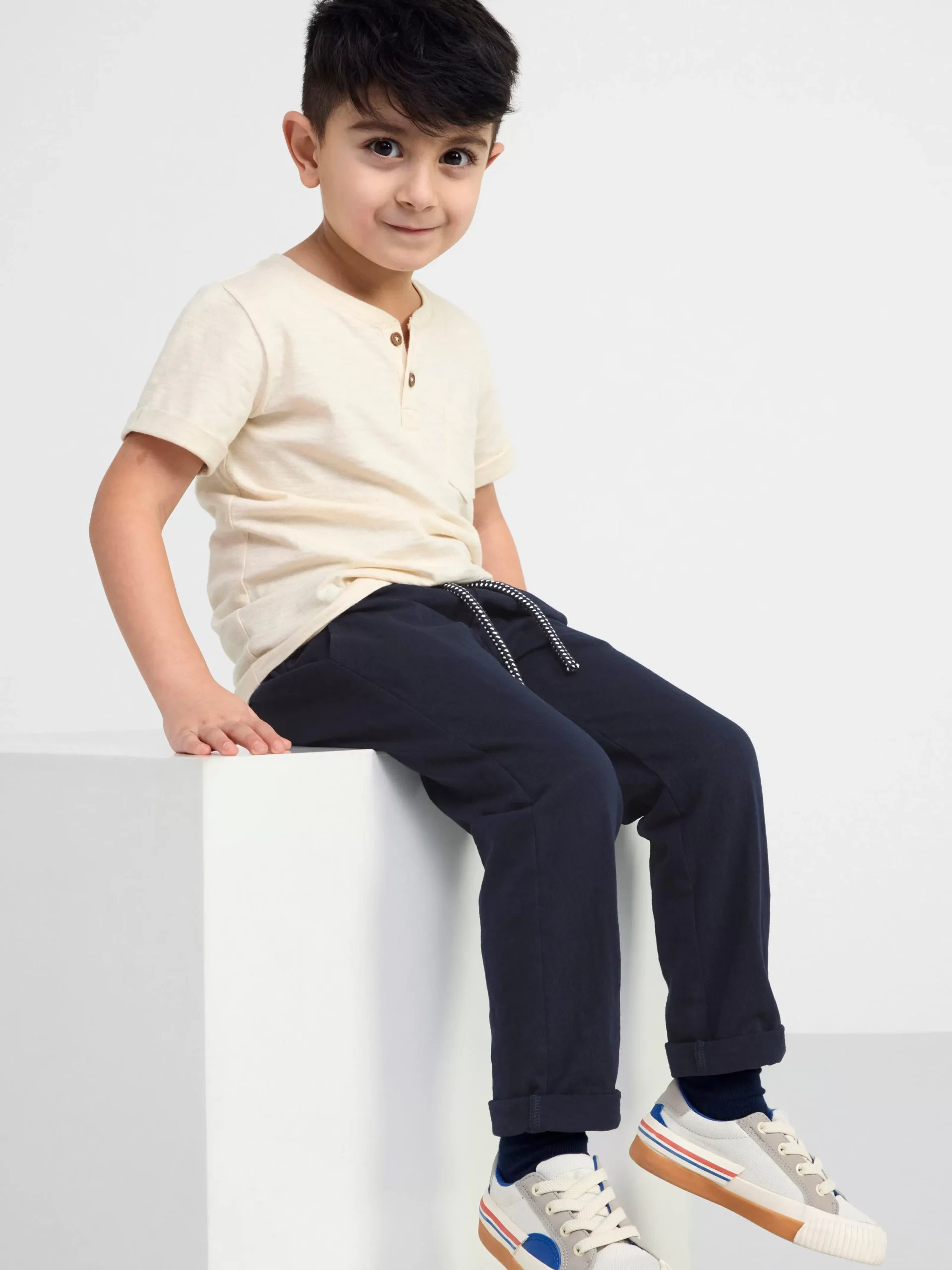Byxor & Leggings>Lindex Byxa I Slubtrika Dark Navy