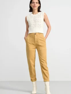 Byxor>Lindex Byxa Med Avsmalnat Ben Och Stora Fickor Dusty Yellow