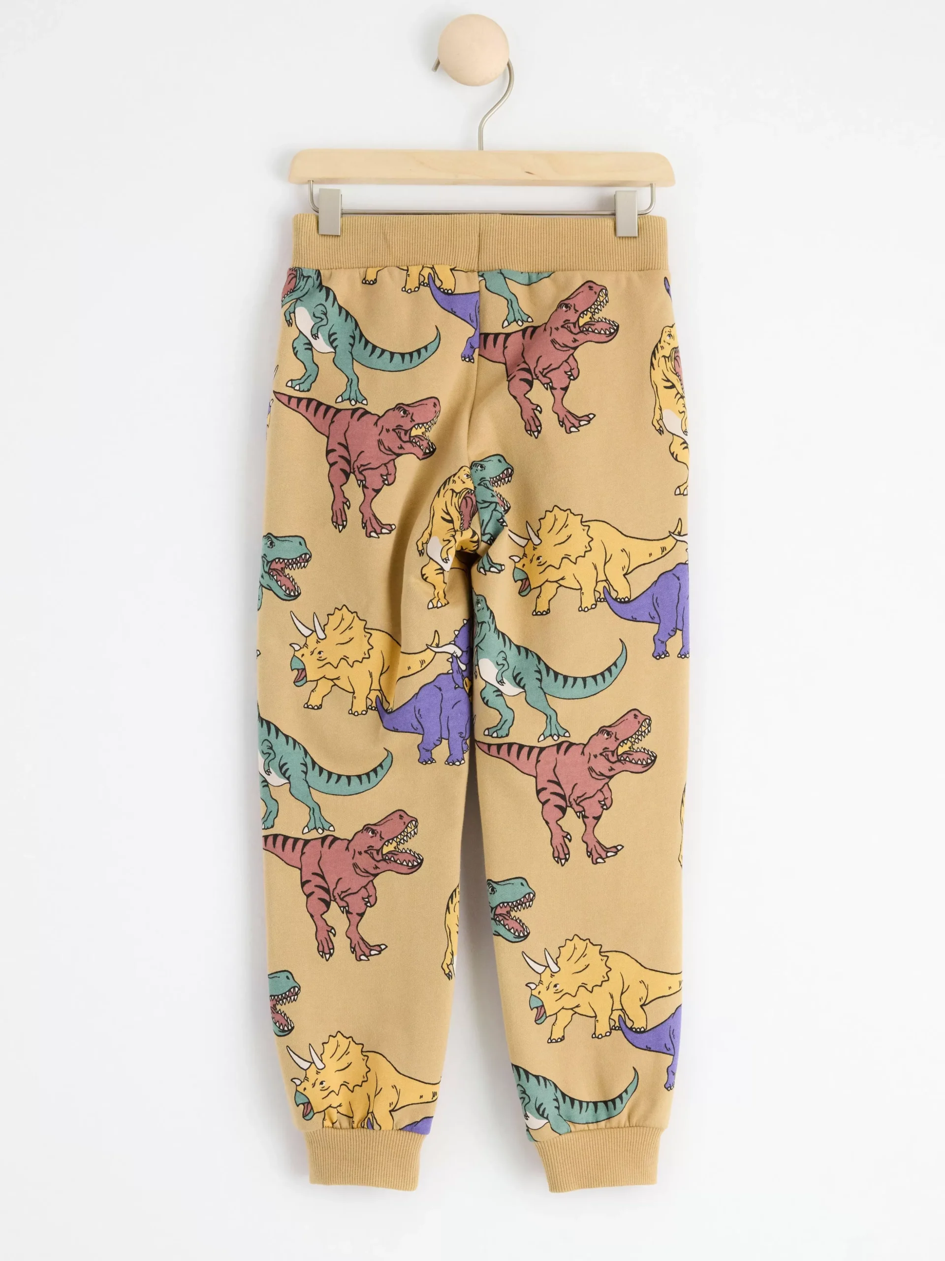 Byxor & Leggings>Lindex Byxa Med Borstad Insida Och Dinosaurier Beige