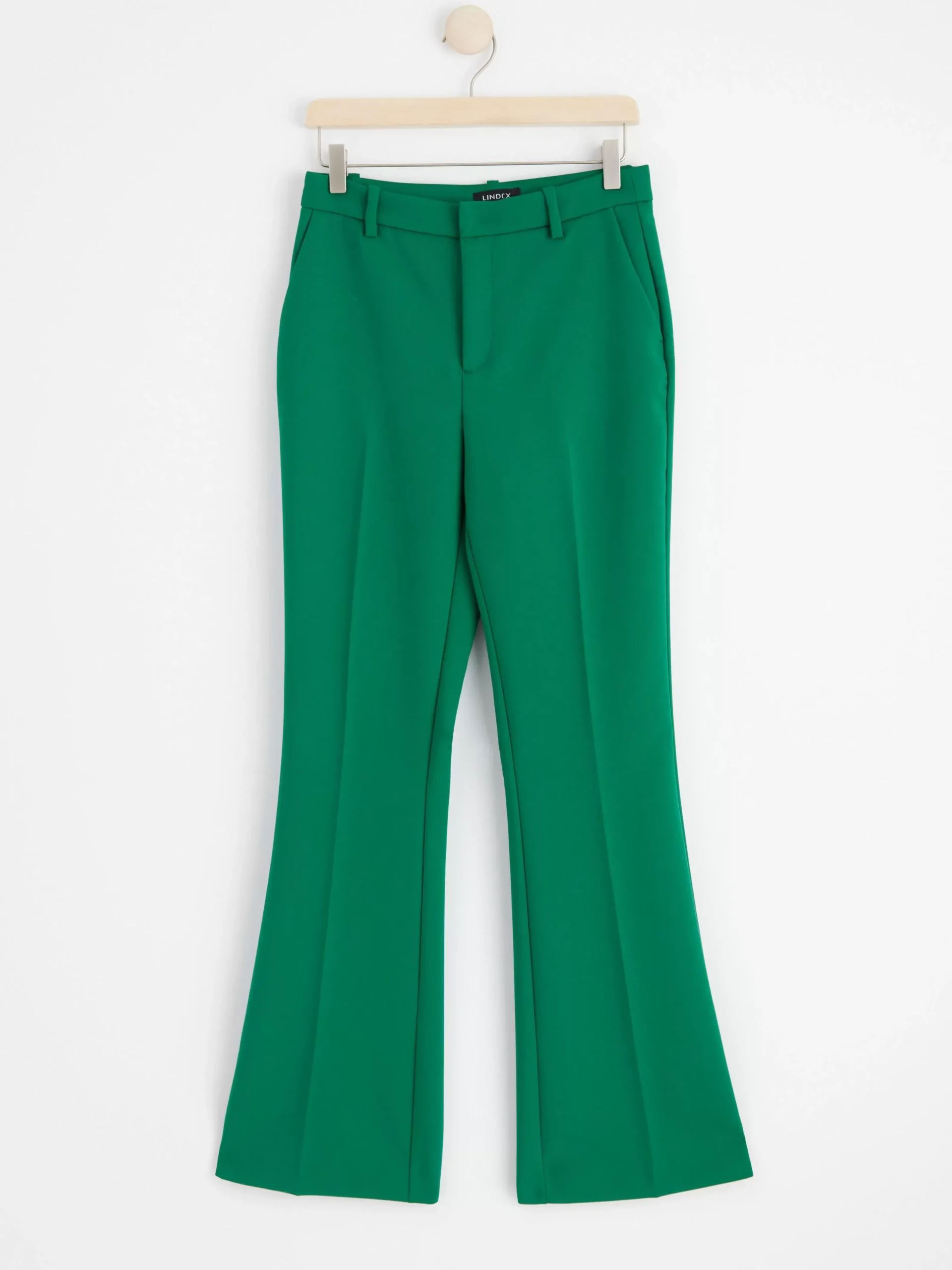 Byxor>Lindex Byxa Med Utsvangt Ben Och Normalhog Midja Dark Green