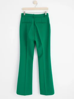 Byxor>Lindex Byxa Med Utsvangt Ben Och Normalhog Midja Dark Green