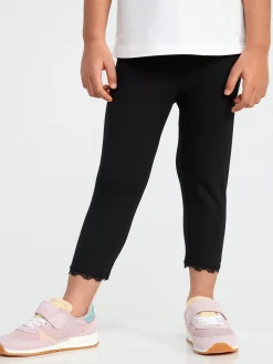 Byxor & Leggings>Lindex Caprileggings Med Spetskant Off Black