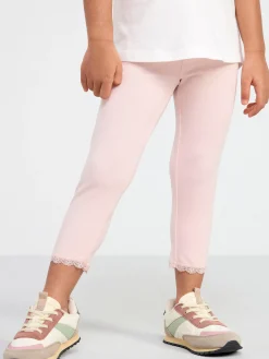 Byxor & Leggings>Lindex Caprileggings Med Spetskant Light Dusty Pink