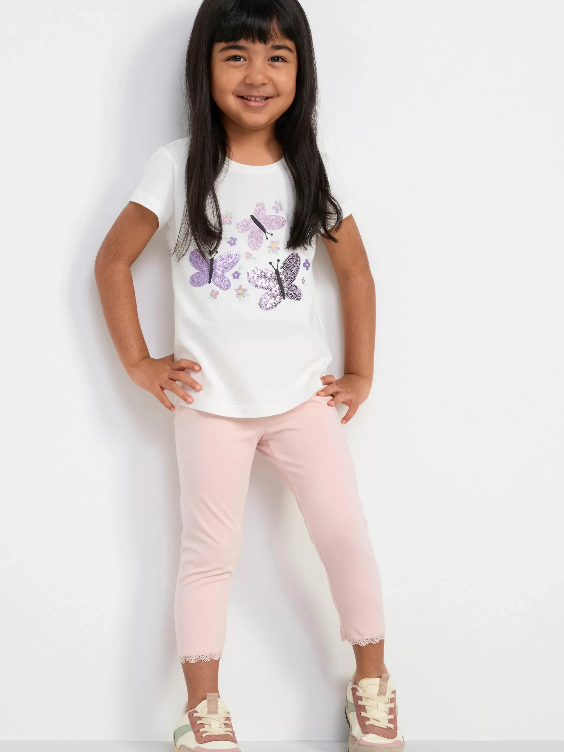 Byxor & Leggings>Lindex Caprileggings Med Spetskant Light Dusty Pink