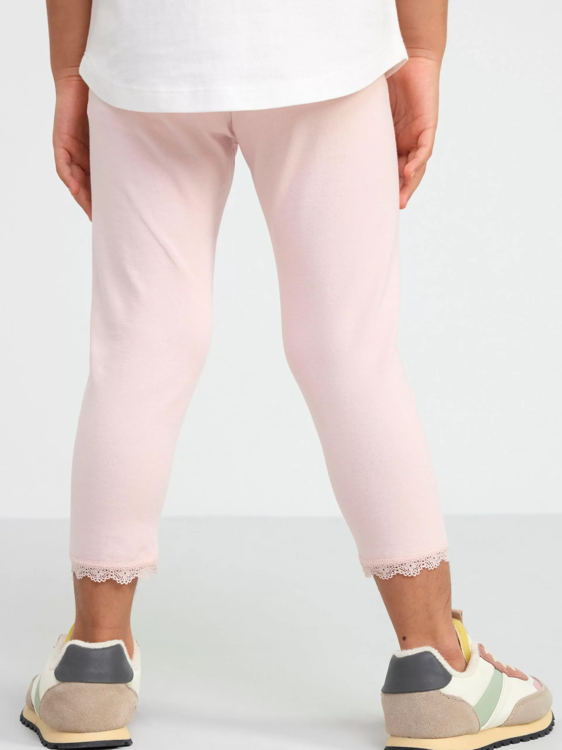 Byxor & Leggings>Lindex Caprileggings Med Spetskant Light Dusty Pink