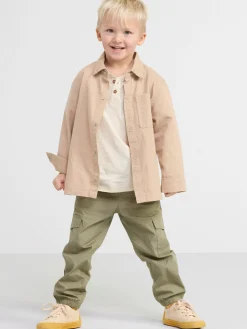 Byxor & Leggings>Lindex Cargobyxa Med Normalhog Midja Och Rakt Ben Light Dusty Khaki