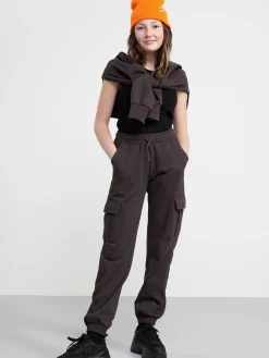 Byxor & Leggings>Lindex Cargo-Mjukisbyxa Med Borstad Insida Off Black