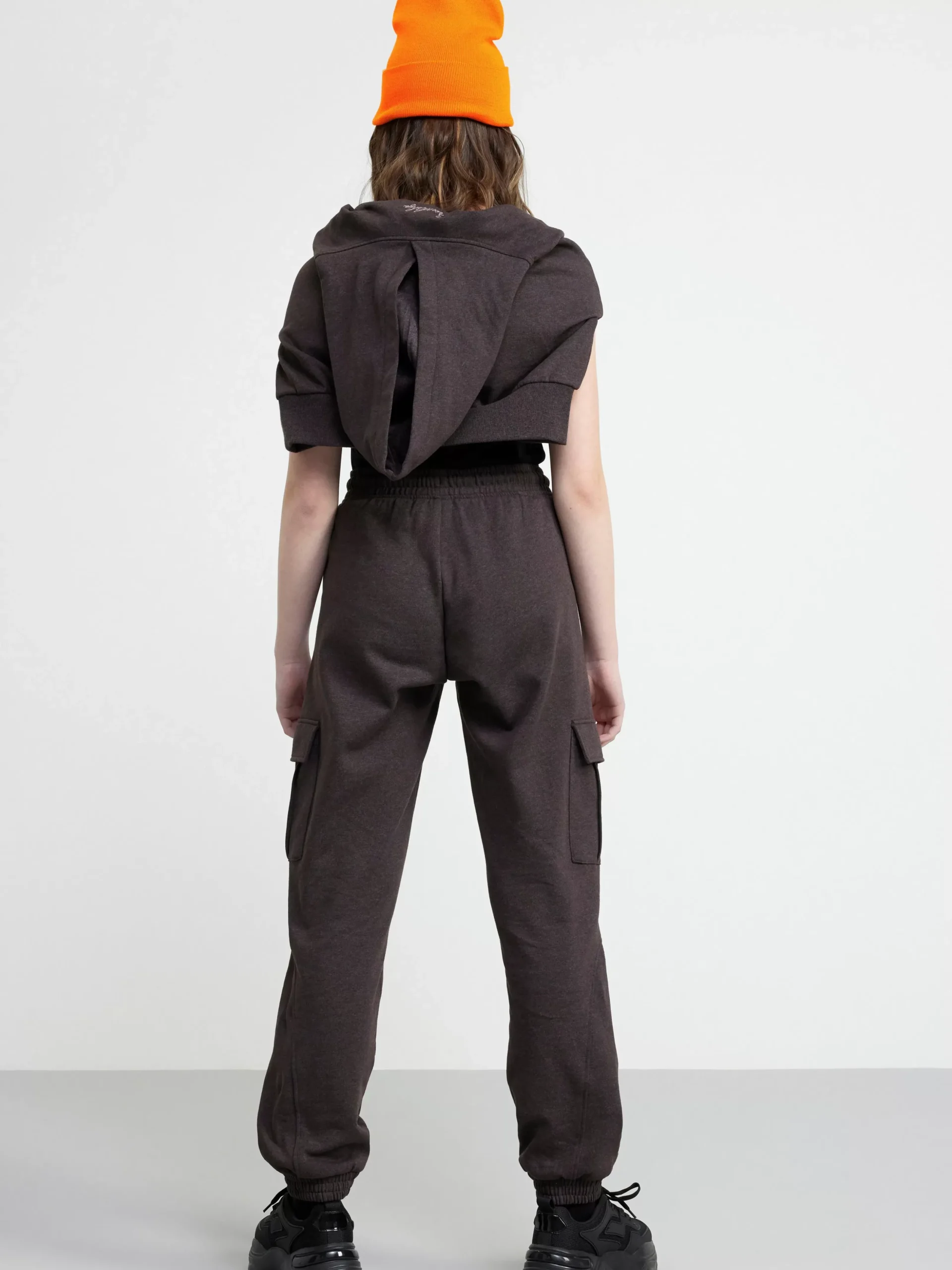 Byxor & Leggings>Lindex Cargo-Mjukisbyxa Med Borstad Insida Off Black