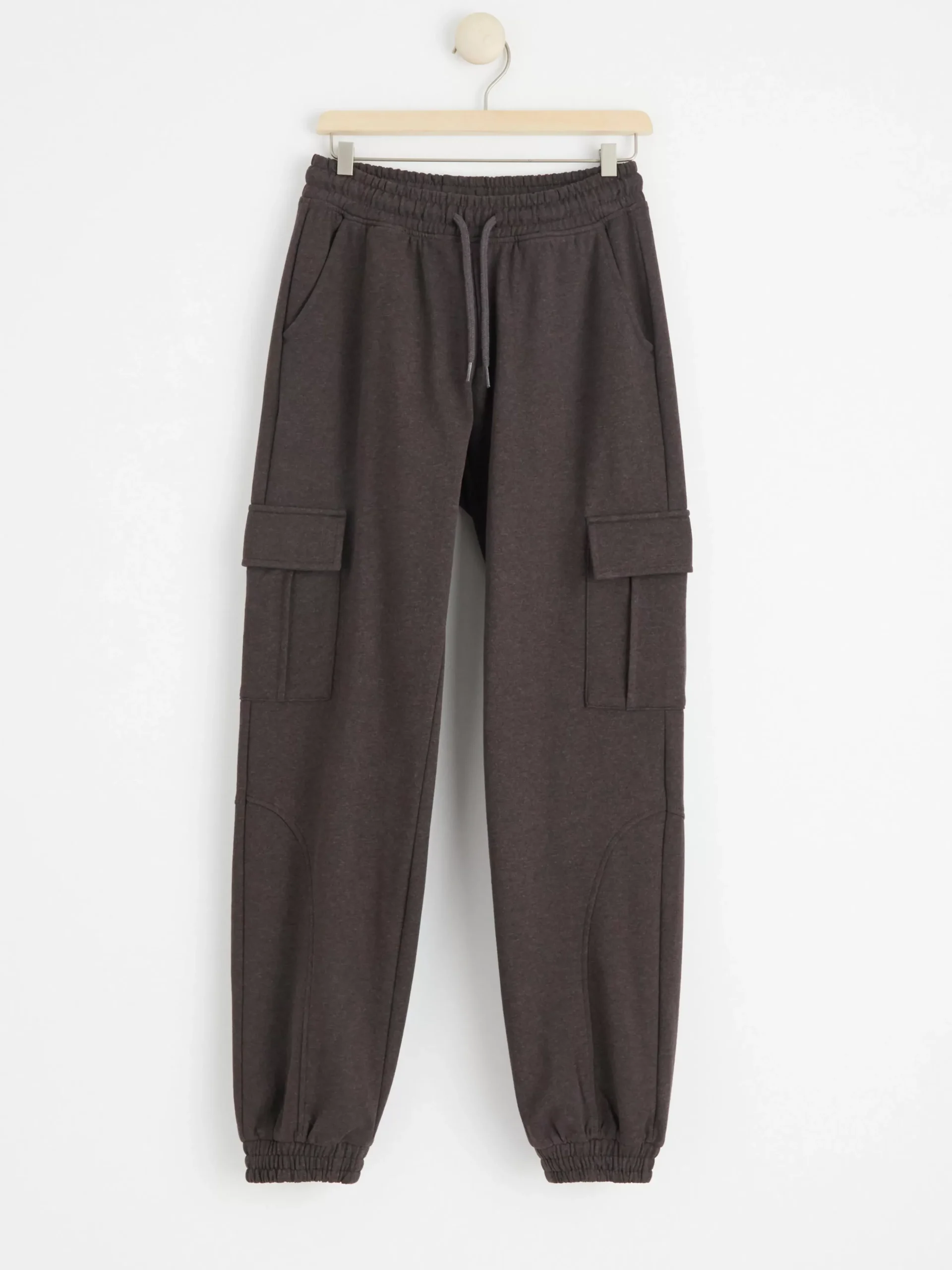 Byxor & Leggings>Lindex Cargo-Mjukisbyxa Med Borstad Insida Off Black