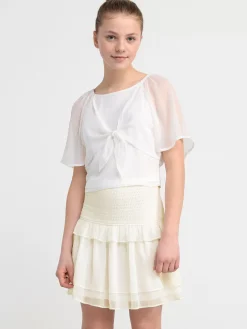 Toppar & T-Shirts>Lindex Croppad Blus I Chiffong Off White