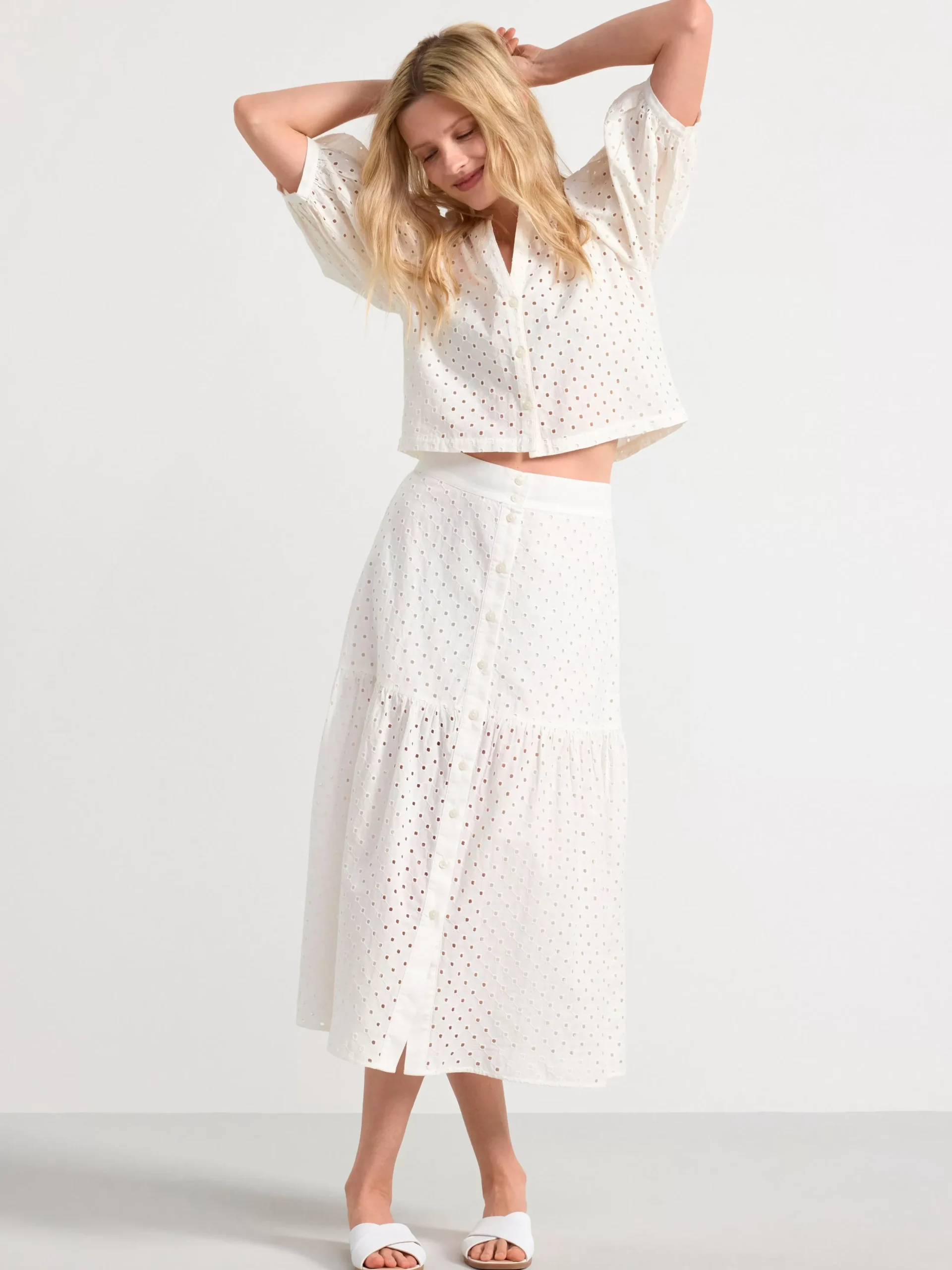 Blusar & Skjortor>Lindex Croppad Blus Med Puffarm Off White