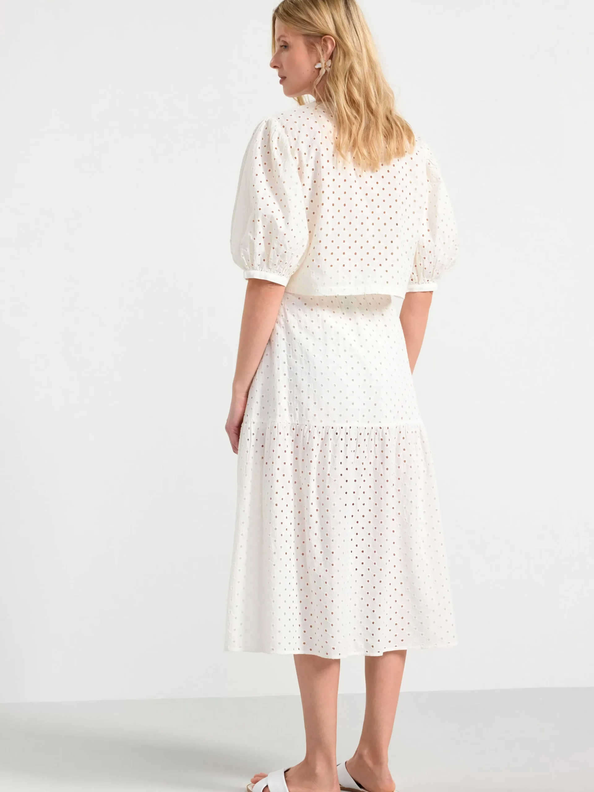 Blusar & Skjortor>Lindex Croppad Blus Med Puffarm Off White
